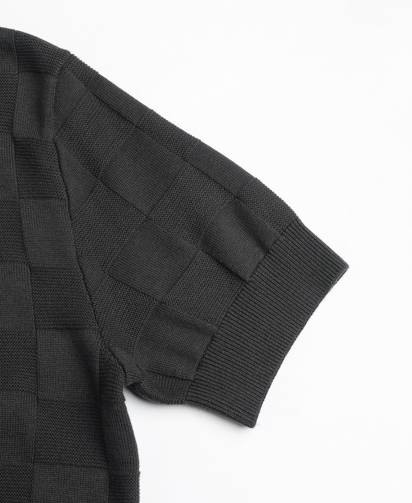Lot 927 Retro Checker Knit Cotton Crewneck T-Shirt - Dark Gray