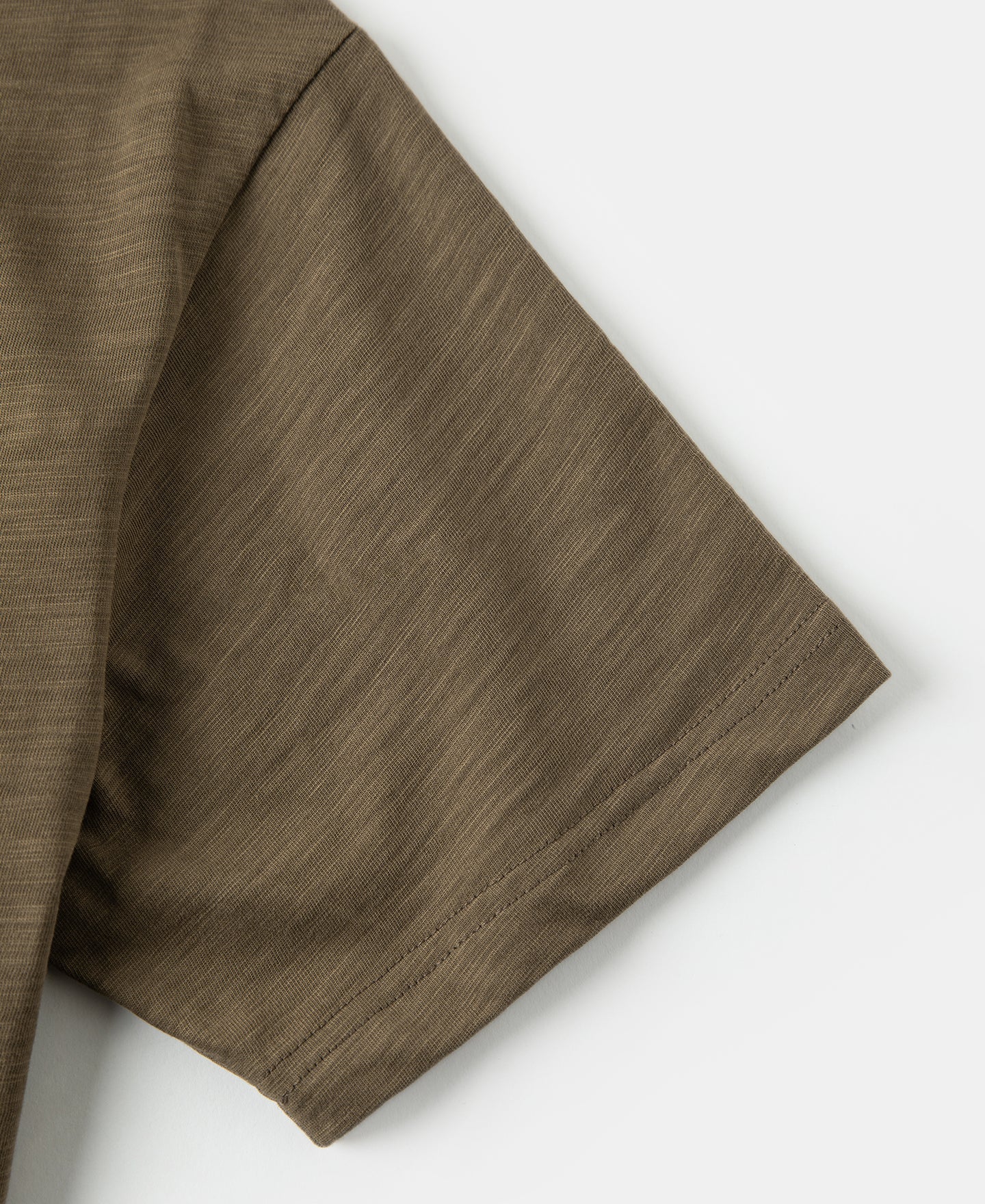 Heavyweight Slub Cotton Short Sleeve T-Shirt - Brown
