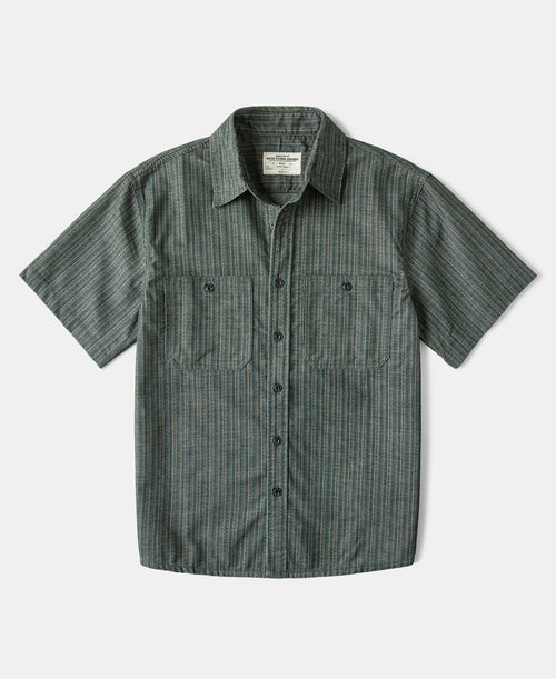 Textured Retro Stripe Cotton Blend Shirt