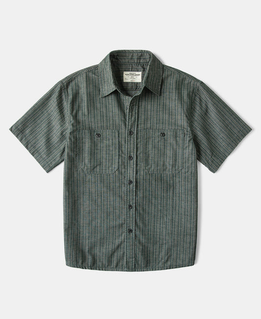 Textured Retro Stripe Cotton Blend Shirt