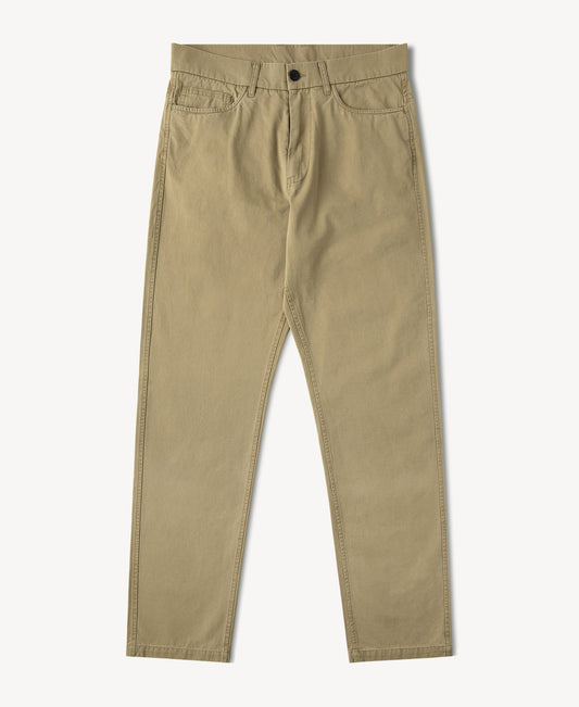 Vintage Washed Tapered 5-Pocket Pants - Khaki