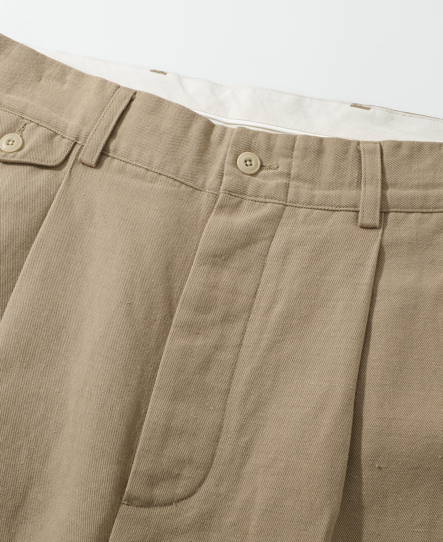 Textured Linen-Cotton Blend Trousers – Khaki
