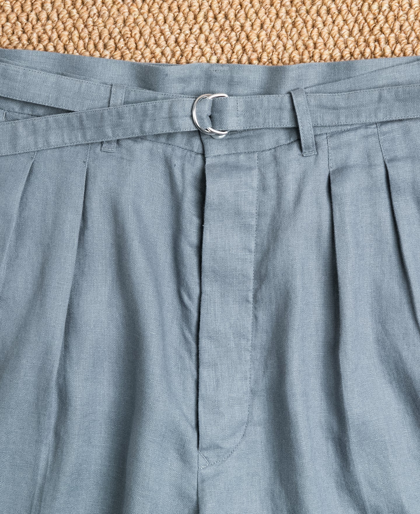 Lot 845 Linen Double Pleated Trousers - Gray Blue