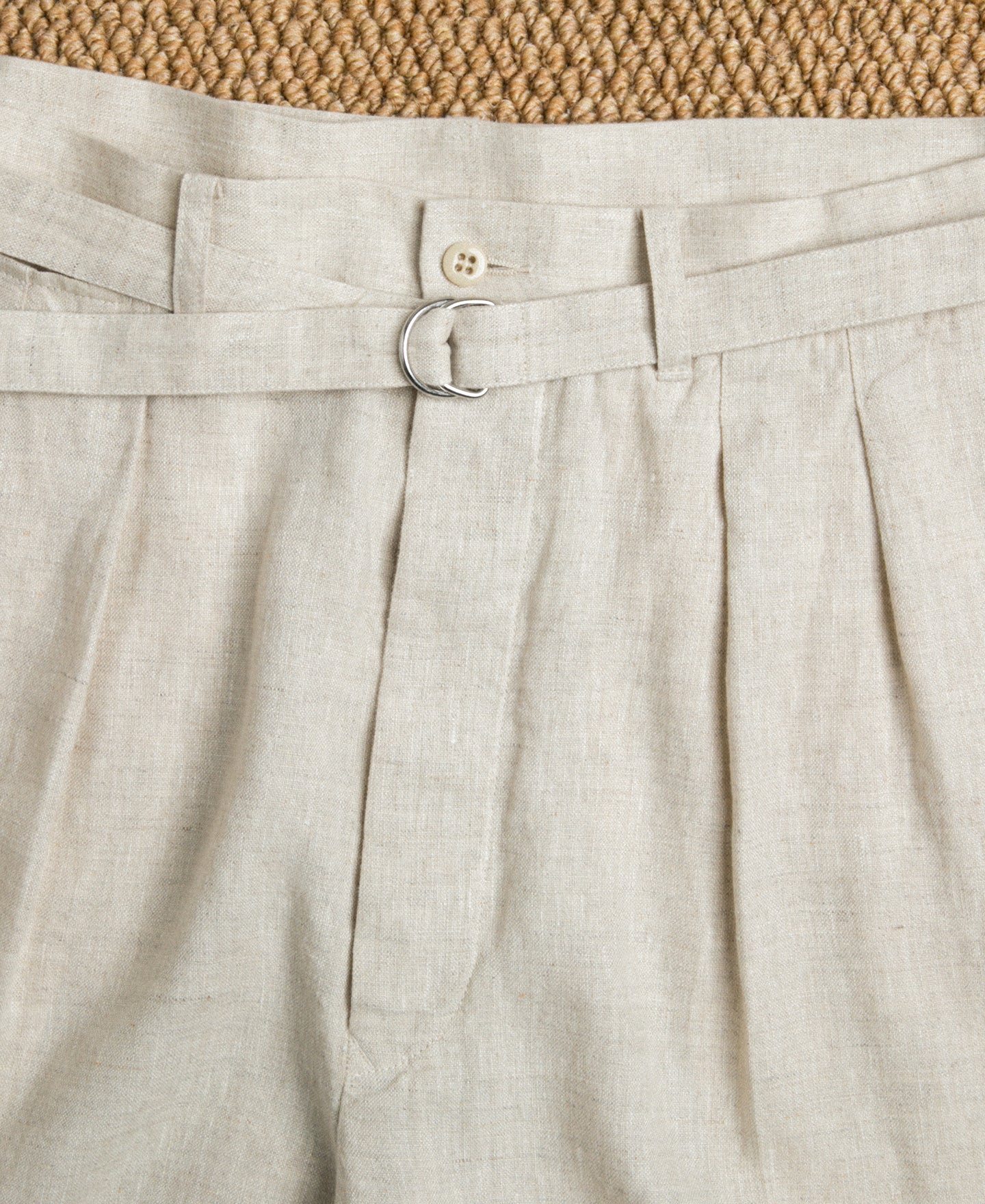 Lot 845 Linen Double Pleated Trousers - Natural