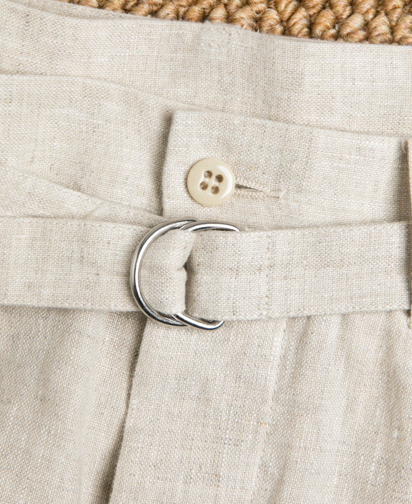 Lot 845 Linen Double Pleated Trousers - Natural